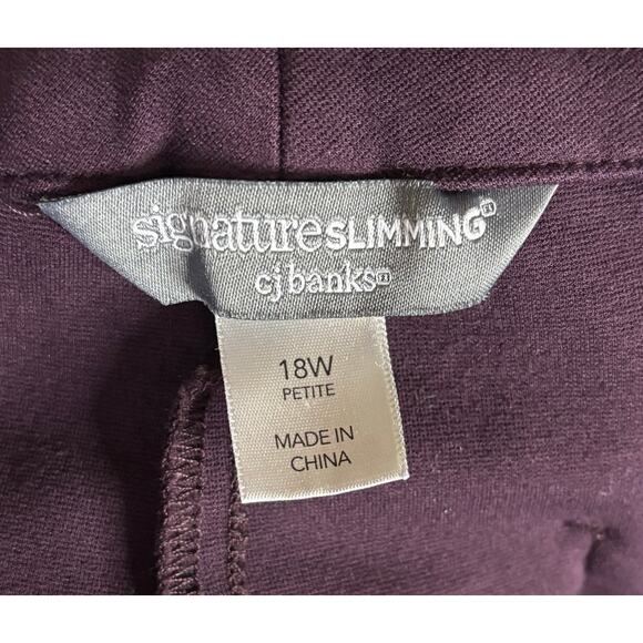 CJ Banks Signature Slimming Plum Pants 18W Petite Stretch Pull-On - Picture 4 of 9